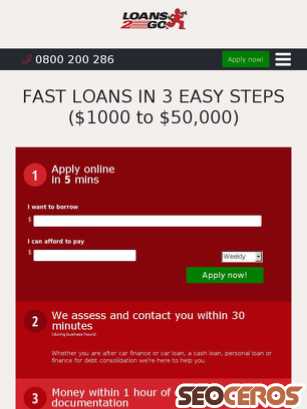loans2go.co.nz tablet preview
