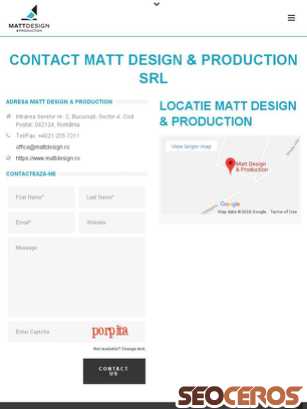 mattdesign.ro/contact tablet preview