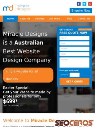 miracledesigns.com.au tablet preview