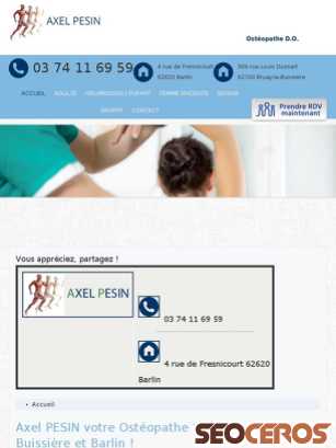 osteopathe-bruay.fr tablet preview