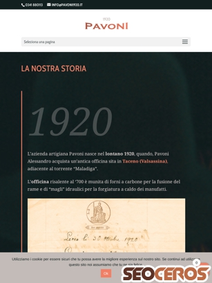 pavoni1920.it/la-nostra-storia tablet anteprima