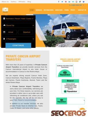 privatecancunairporttransfers.com tablet obraz podglądowy