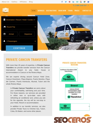 privatecancuntransfers.com tablet förhandsvisning