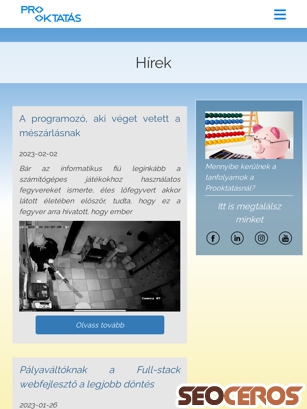 prooktatas.hu/hirek tablet Vista previa