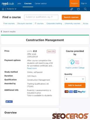 reed.co.uk/courses/construction-management/210177 tablet obraz podglądowy