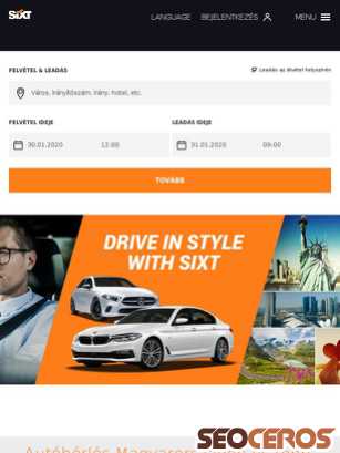 sixt.hu tablet preview