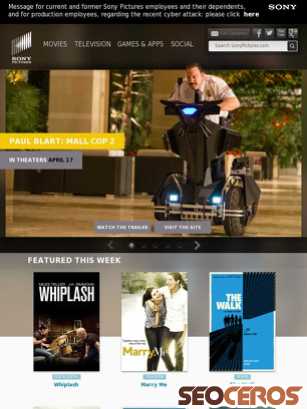 sonypictures.com tablet preview