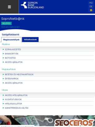 sopronbank.hu tablet Vista previa