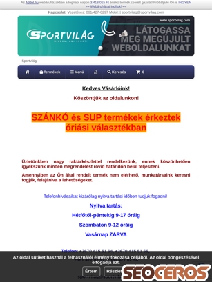 sportvilag.com tablet náhľad obrázku