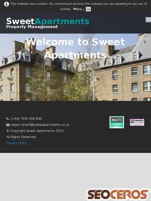 sweetapartments.co.uk tablet preview