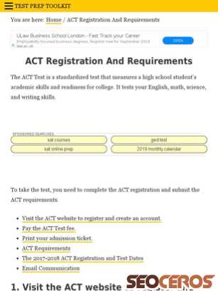 testpreptoolkit.com/act-registration-and-requirements tablet vista previa