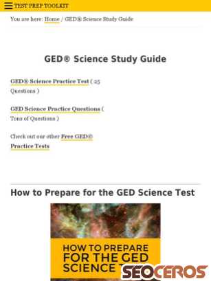 testpreptoolkit.com/ged-science tablet náhled obrázku