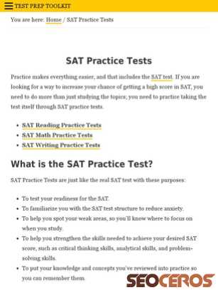 testpreptoolkit.com/sat-practice-tests tablet obraz podglądowy