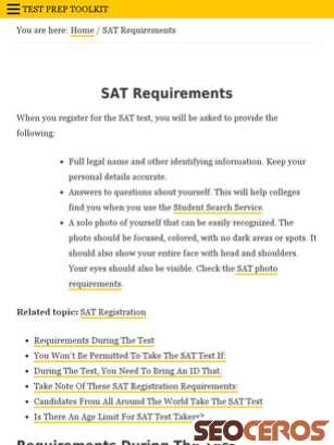 testpreptoolkit.com/sat-requirements tablet előnézeti kép