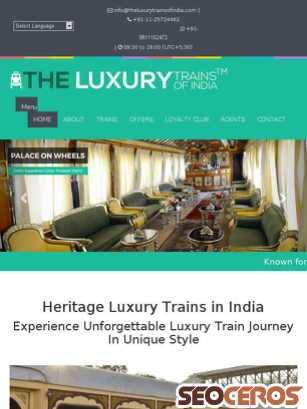 theluxurytrainsofindia.com tablet preview