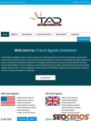 travelagentsdatabase.com tablet preview