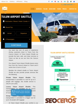 tulumairportshuttle.com tablet preview