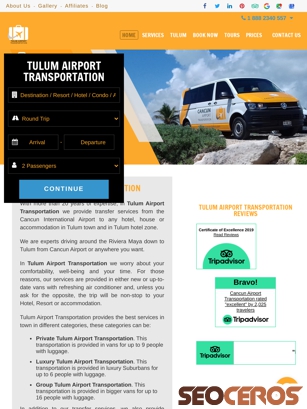 tulumairporttransportation.com tablet anteprima