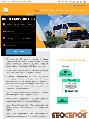 tulumtransportation.com tablet vista previa