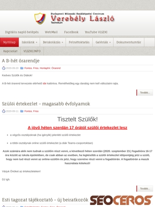 verebelyszki.hu tablet előnézeti kép