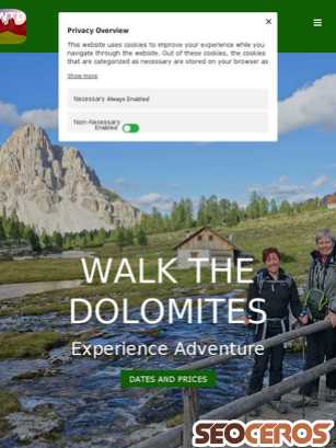 walkthedolomites.com tablet förhandsvisning