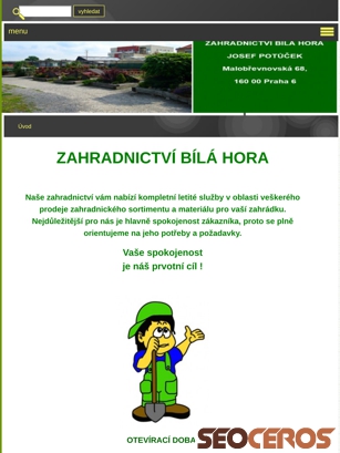 zahradnictvibilahora.cz tablet Vista previa