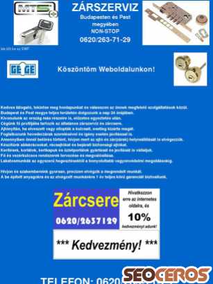 zarszerviz-zarcsere.hu tablet vista previa