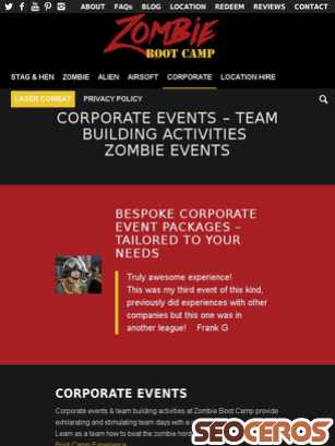zombiebootcamp.co.uk/corporate-events tablet previzualizare