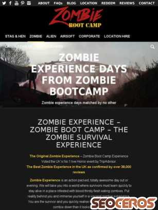 zombiebootcamp.co.uk/zombie-experiences tablet náhled obrázku